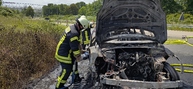 Einsatz: Pkw brennt im Autobahnkreuz Leverkusen (26.05.2023)